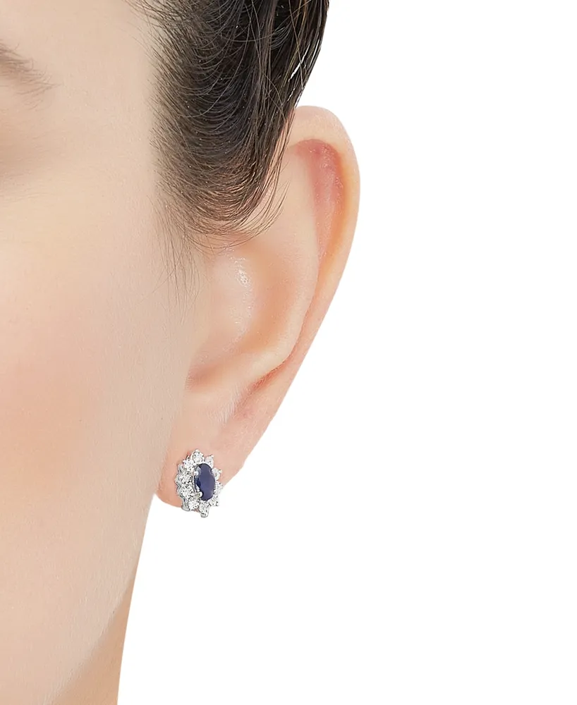 Sapphire (1-1/3 ct. t.w.) and Diamond Accent Stud Earrings 10k White Gold (Also Emerald)