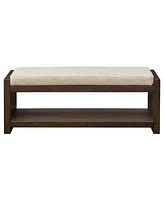 Madison Park 48" Ivan Wide Wood Accent Bench with Lower Shelf