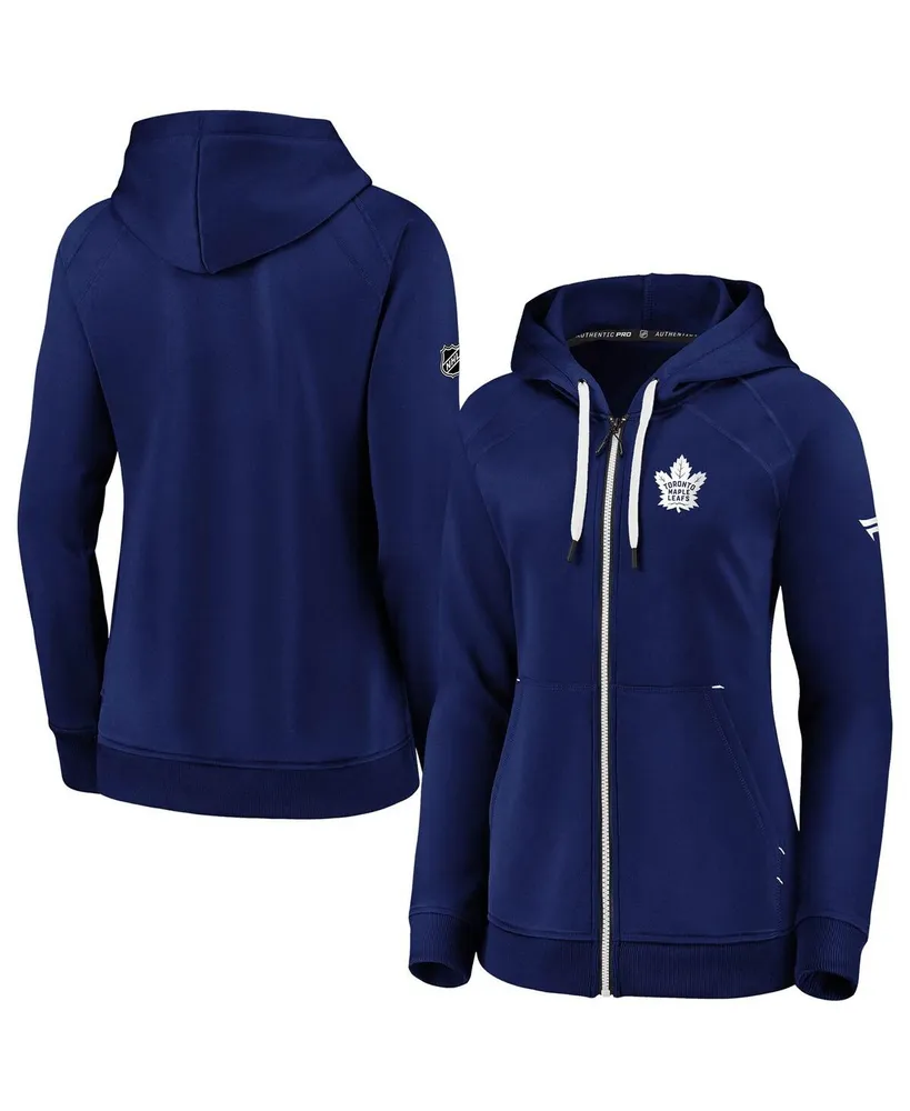 Women's Fanatics Blue Toronto Maple Leafs Authentic Pro Travel Train Raglan Full-Zip Hoodie