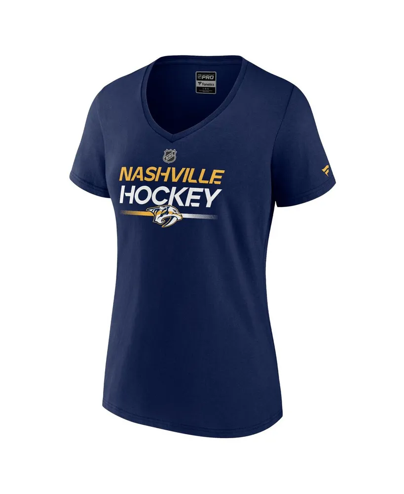 Women's Fanatics Navy Nashville Predators Authentic Pro V-Neck T-shirt