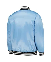 Men's Starter Light Blue Chicago Cubs Cross Bronx Fashion Satin Full-Snap Varsity Jacket