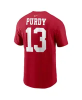 Men's Nike Brock Purdy Scarlet San Francisco 49ers Player Name and Number T-shirt