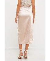 endless rose Women's Front Slit Midi Skirt