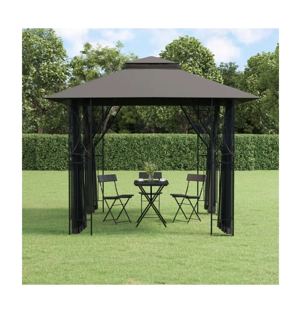 Gazebo with Sidewalls Anthracite 118.1"x118.1"x106.3" Steel