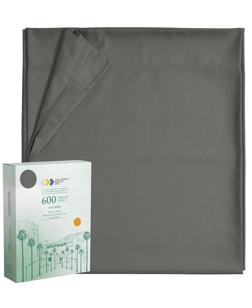 Luxury Flat Sheet Only - 600 Thread Count 100% Cotton Sateen Soft