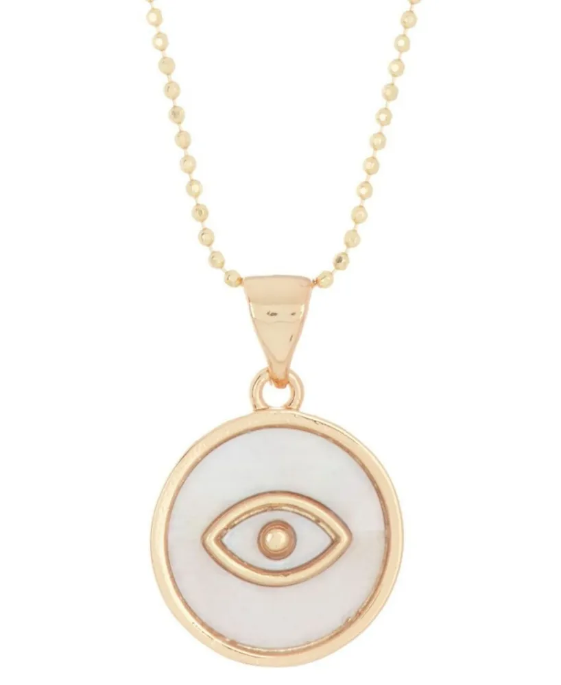 Adornia 14k Gold-Plated Mother-of-Pearl Evil Eye 18" Pendant Necklace