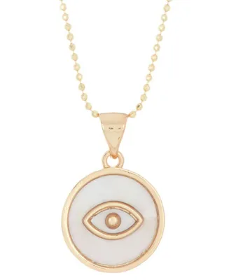 Adornia 14k Gold-Plated Mother-of-Pearl Evil Eye 18" Pendant Necklace