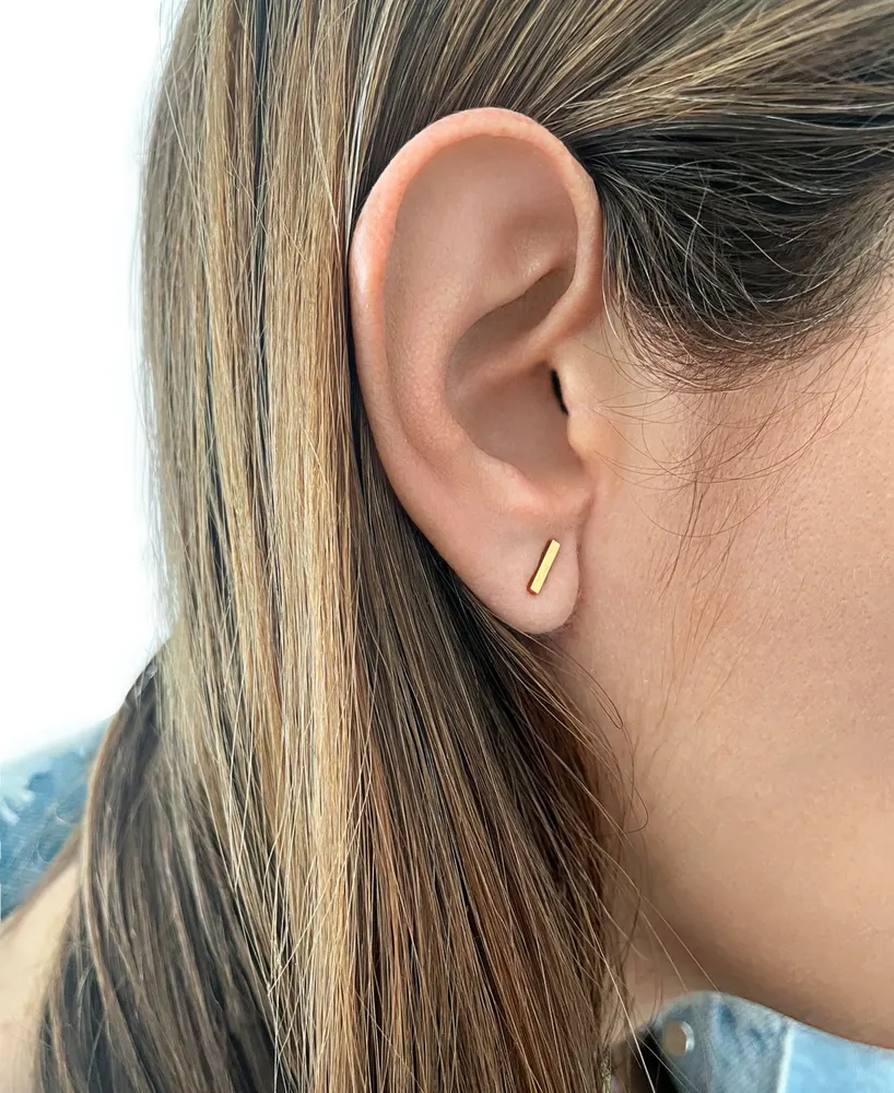 Adornia 14k Gold-Plated Bar Stud Earrings