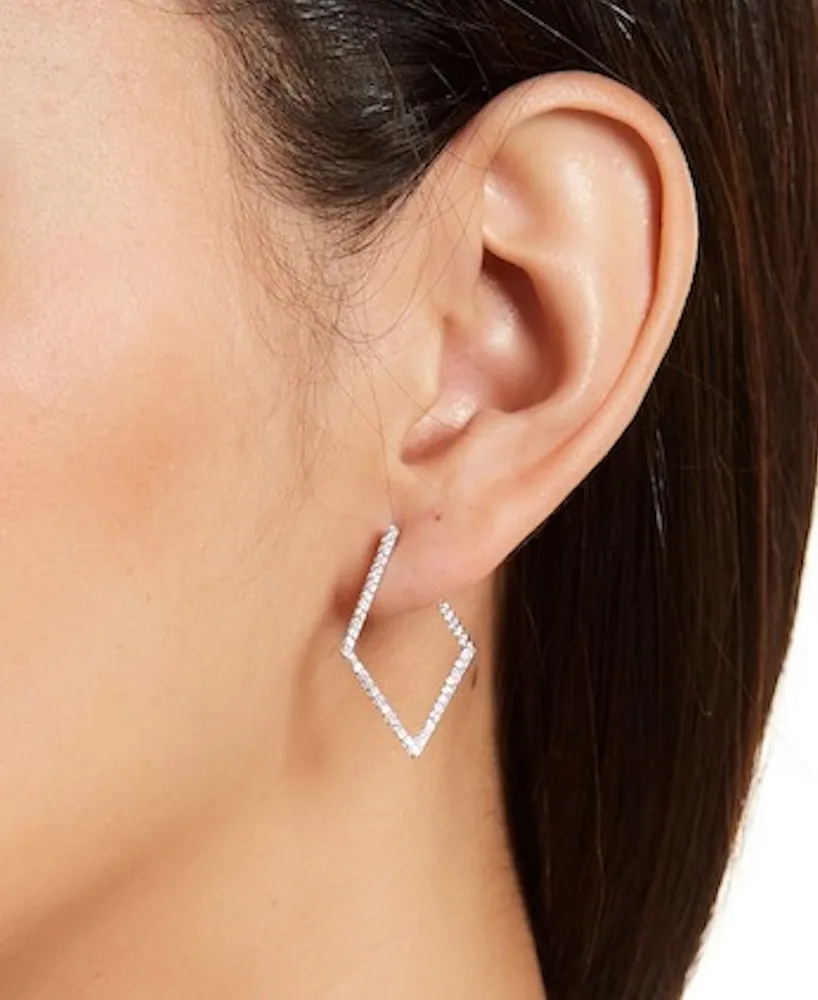 Adornia Silver-Tone Geometric Wrap Around Hoop Earrings, 1"