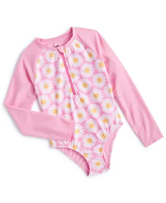 Epic Threads Toddler & Little Girls Daisy-Print Rash Guard Swimsuit, Created for Macy's