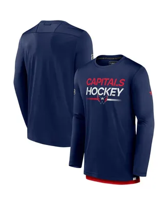 Men's Fanatics Navy Washington Capitals Authentic Pro Long Sleeve T-shirt