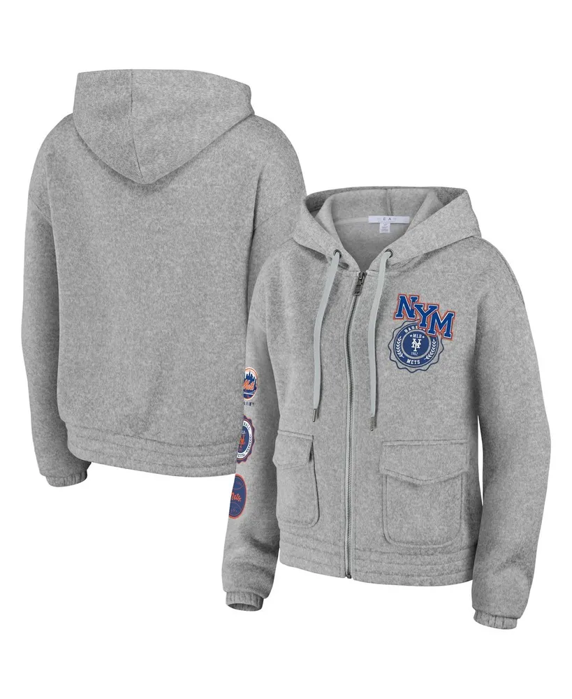 Women's Wear by Erin Andrews Gray New York Mets Full-Zip Hoodie