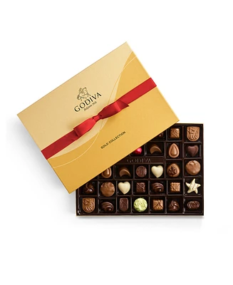 Godiva Assorted Chocolate Gold Gift Box, Red Ribbon, 36 Piece