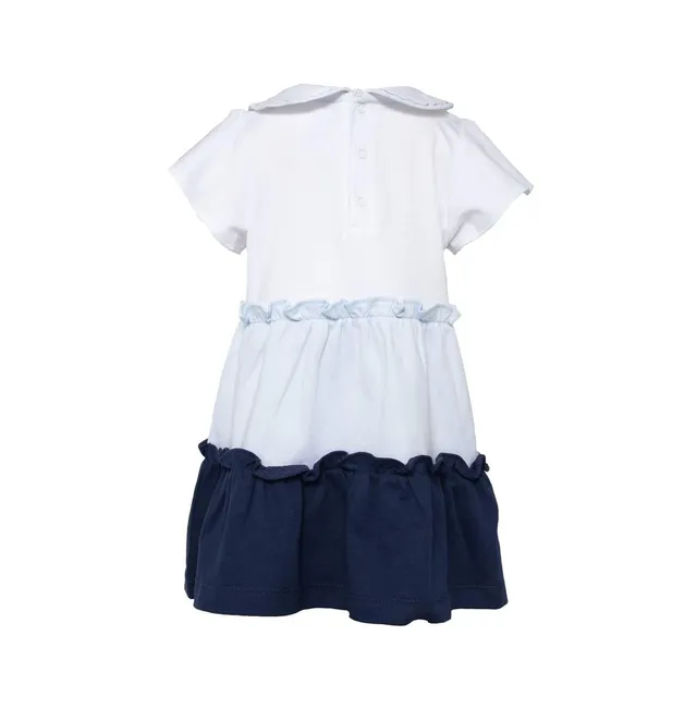 Il Gufo colour-block ruffle cotton dress - White