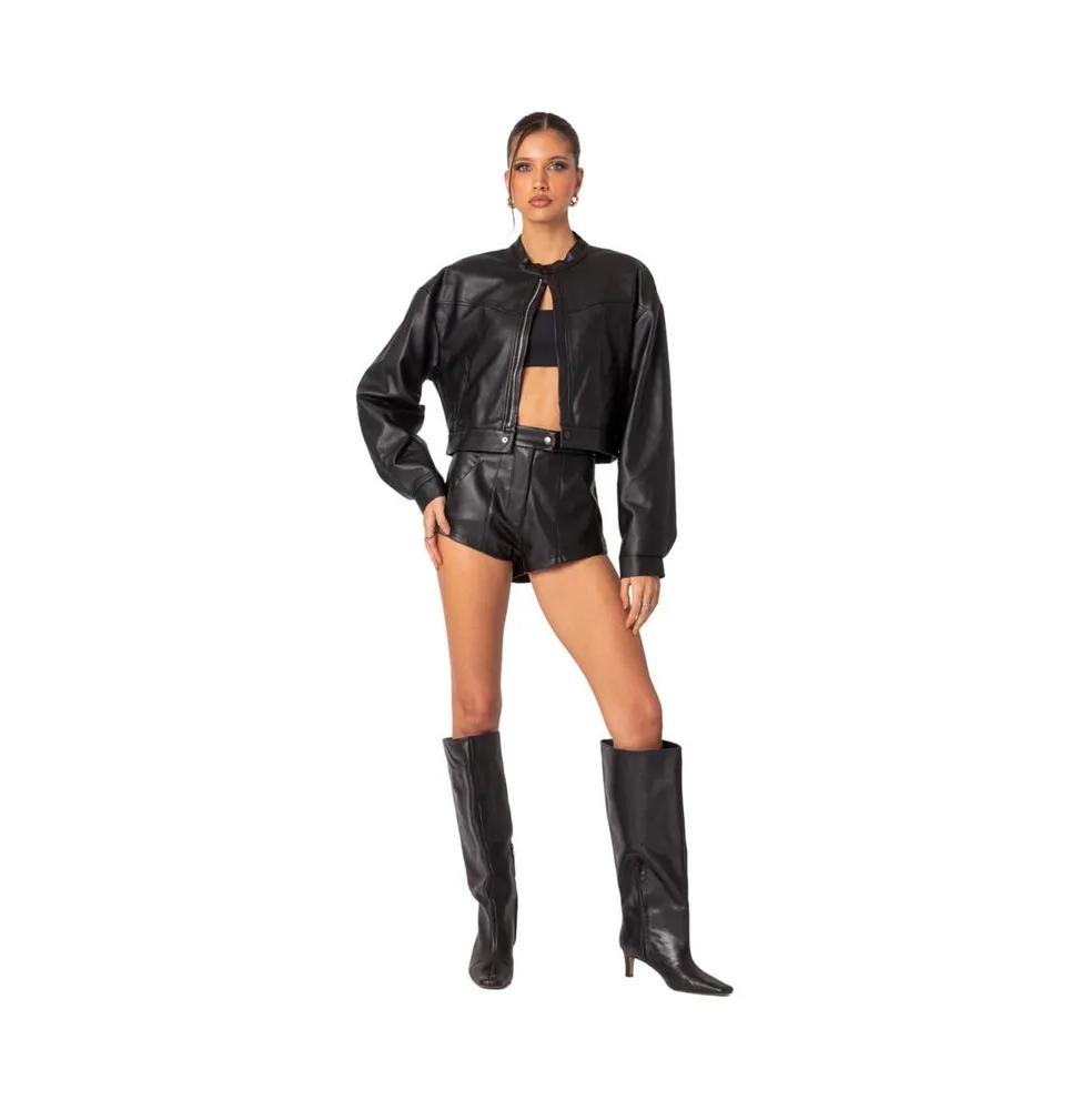 Women's Ramona high rise faux leather micro shorts