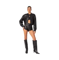 Women's Ramona high rise faux leather micro shorts