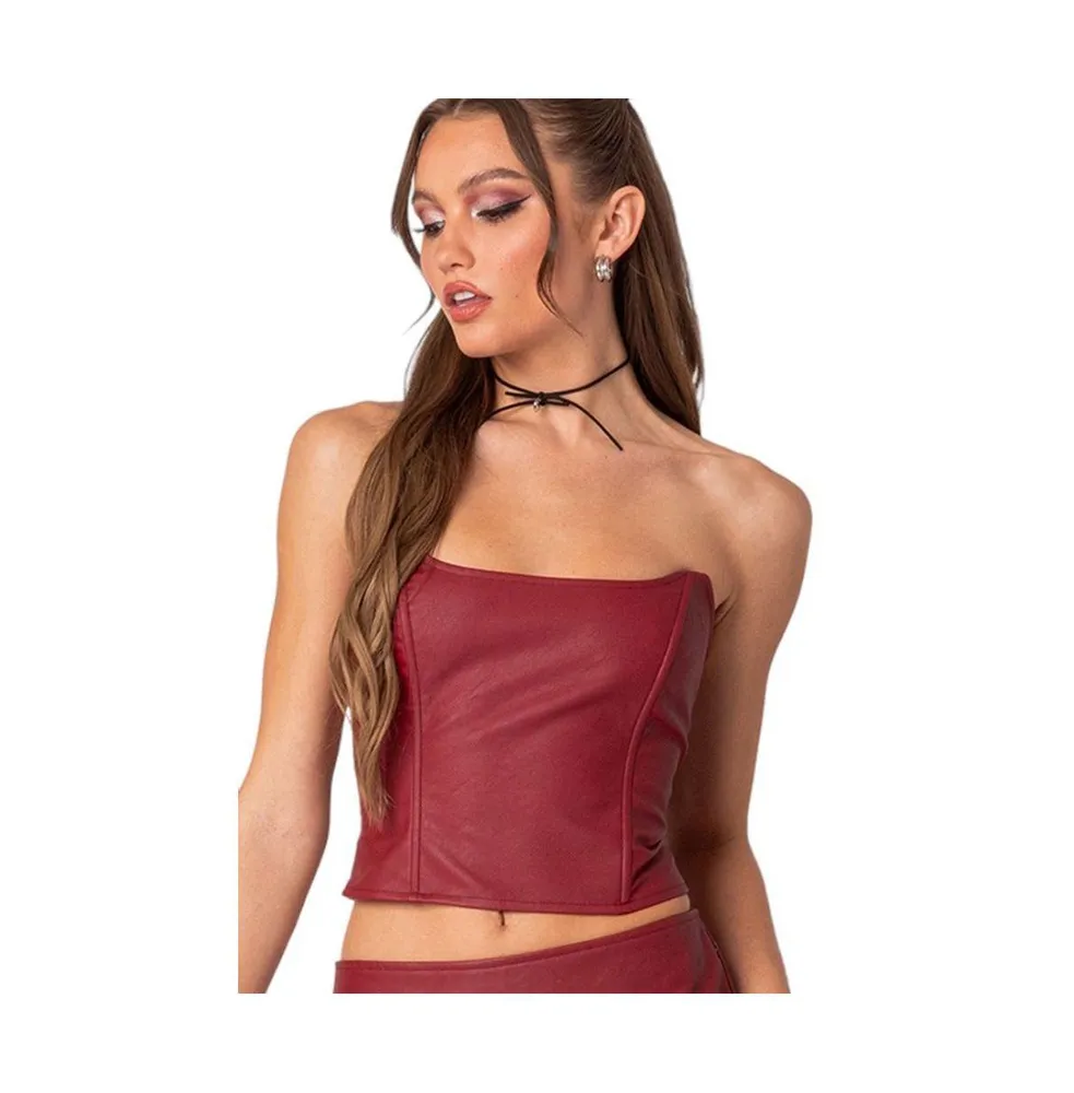 Women's Aster faux leather corset top