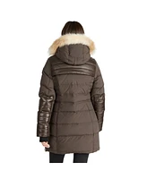 Pajar Women's Alia Mixed Media Quilted Parka with Detachable Hood and Faux Fur Trim