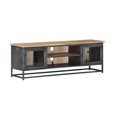 Tv Stand Gray 47.2"x11.8"x15.7" Solid Wood Acacia and Steel