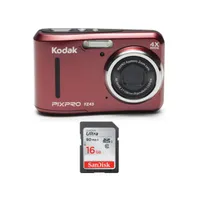 Kodak Pixpro FZ43 Friendly Zoom (Red) with 16GB Memory Card Bundle