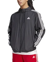 adidas Men's Essentials Woven Three-Stripes Logo Windbreaker