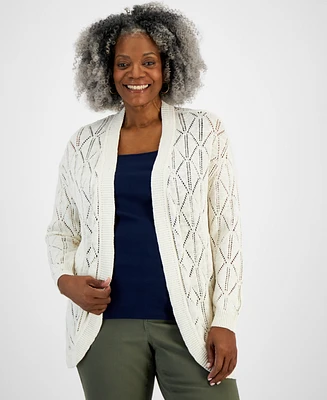 Style & Co Plus Open-Front Pointelle Cardigan, Created for Macy's