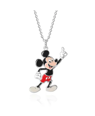 Disney 100 Mickey Mouse Silver Plated 3D Pendant Necklace - 18'' Chain - Officially Licensed, Limited Edition