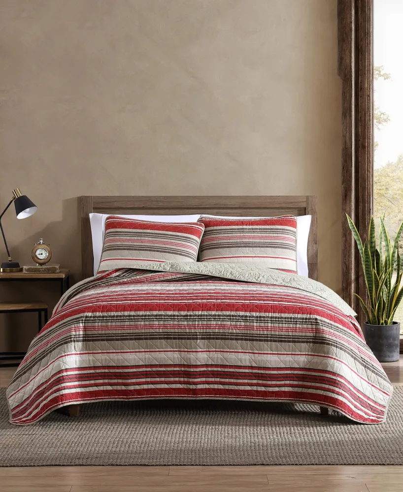 Eddie Bauer Yakima Valley Stripe Persimmon Reversible 2-Piece Twin Quilt Set