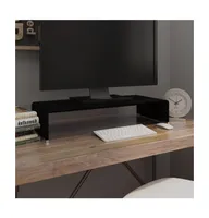 vidaXL Tv Stand/Monitor Riser Glass Black 27.6"x11.8"x5.1"