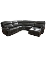 Closeout! Hutchenson 119.5" 5-Pc. Zero Gravity Leather Sectional with 2 Power Recliners and Chaise, Created for Macy's