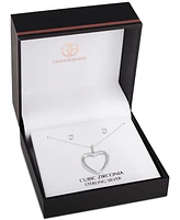 Giani Bernini 2-Pc. Set Cubic Zirconia Open Heart Pendant Necklace & Solitaire Stud Earrings in Sterling Silver, Created for Macy's