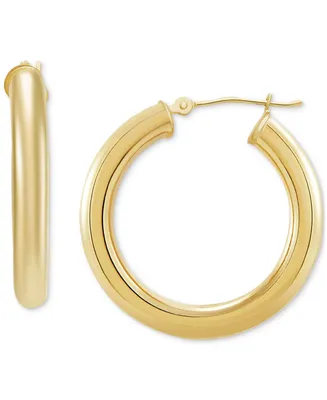 Polished Tube Hoop Earrings in 14k Gold (25mm)