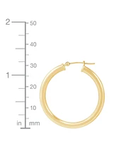 Polished Round Hoop Earrings 14k Gold, 30mm