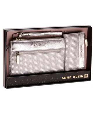 Anne Klein Rhinestone Zip Clutch and Card Case Gift Set, 2 Piece