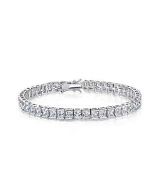 Classic Sterling Silver Square Cubic Zirconia Stylish Tennis Bracelet