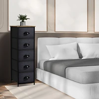 Sorbus Narrow 5 Drawers Nightstand with Steel Frame, Wood Top, Easy Pull Fabric Bins for Home, Bedroom, Office & Dorm