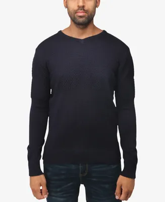 X-Ray Men's V-Neck Honeycomb Knit Sweater