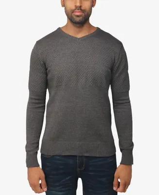 X-Ray Men's V-Neck Honeycomb Knit Sweater