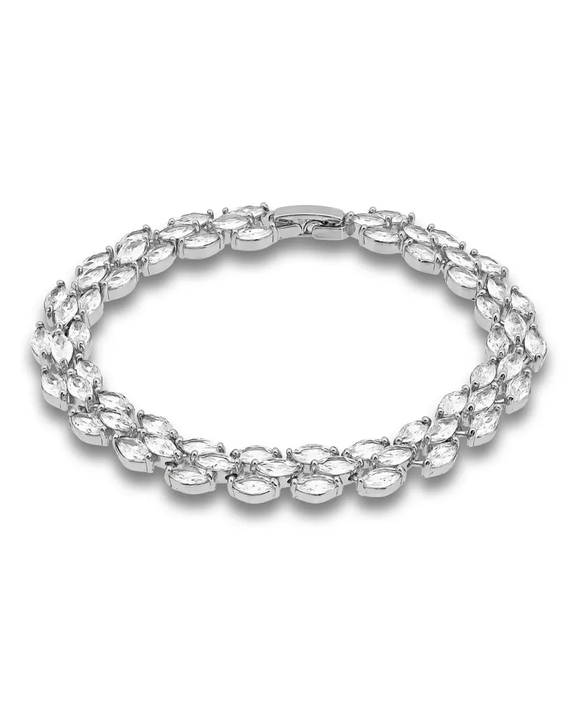 Macy's Cubic Zirconia Marquise Stone 3 Row Bracelet