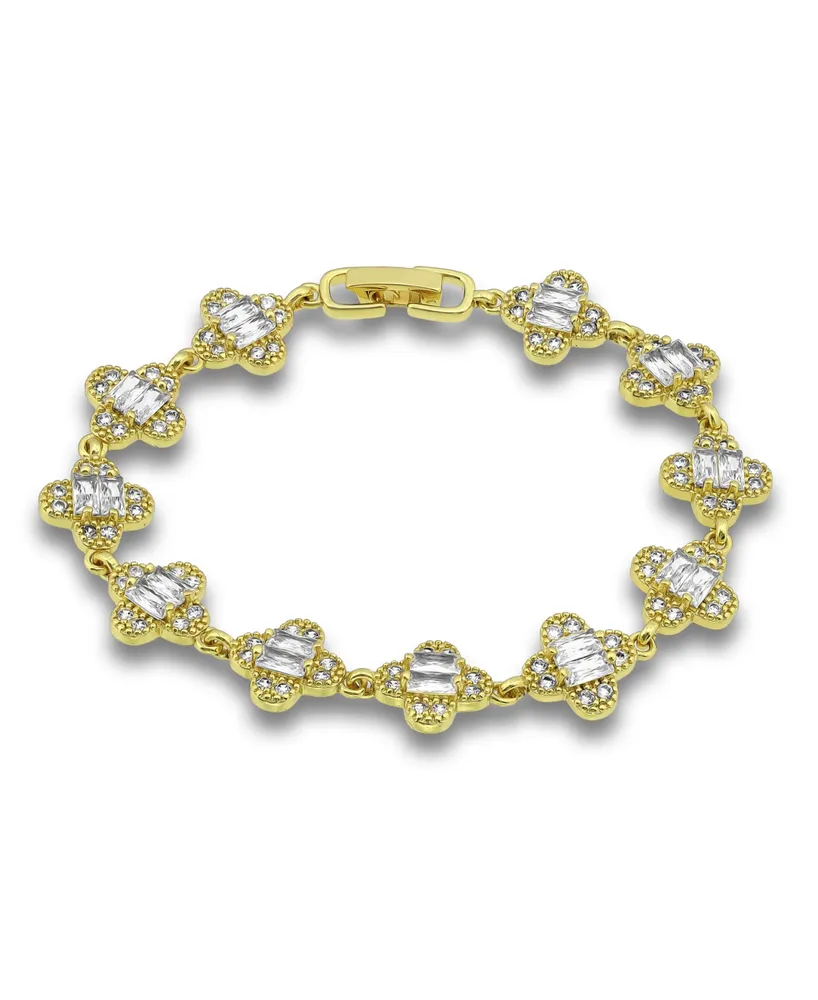 Macy's Cubic Zirconia Baguette Stones Design Pattern Link Bracelet