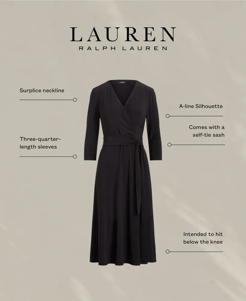 Lauren Ralph Lauren Women's Belted Stretch Jersey Surplice Dress