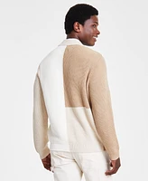 Sun + Stone Men's Regular-Fit Colorblocked Patchwork Cardigan, Created for Macy's