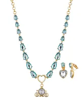 Disney Kid's Princess Cinderella Clear Carriage Necklace and Earring Set