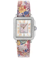 GV2 by Gevril Women's Swiss Quartz Padova Floral White Leather Watch 30mm