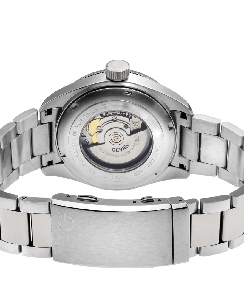 Gevril Men's Swiss Automatic Yorkville Silver-Tone Stainless Steel Watch 43mm