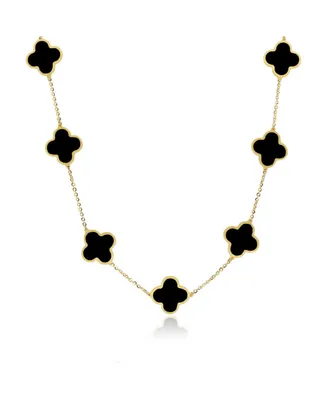 The Lovery Large Onyx Clover Necklace