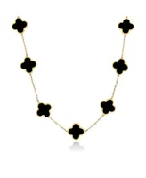 The Lovery Onyx Clover Necklace 14K Gold