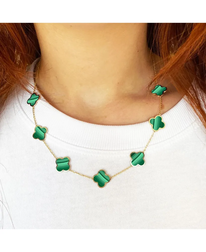The Lovery Large Malachite Clover Necklace