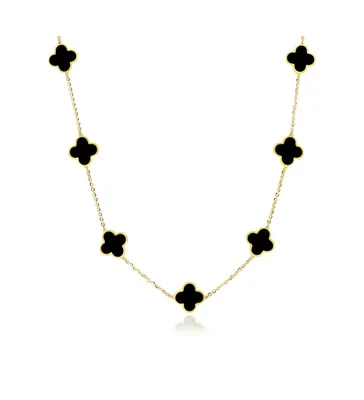 The Lovery Small Onyx Clover Necklace