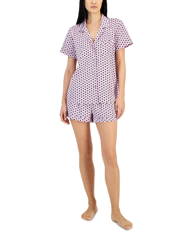 I.N.C. International Concepts Women's Satin Notched Collar Top & Pajama  Shorts Set, Created for Macy's - Macy's